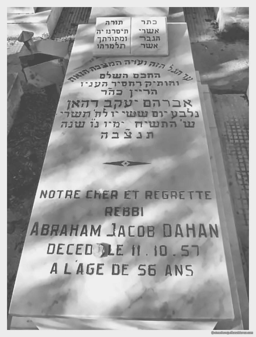 Pierre tombale de abraham jacob rebbi dahan