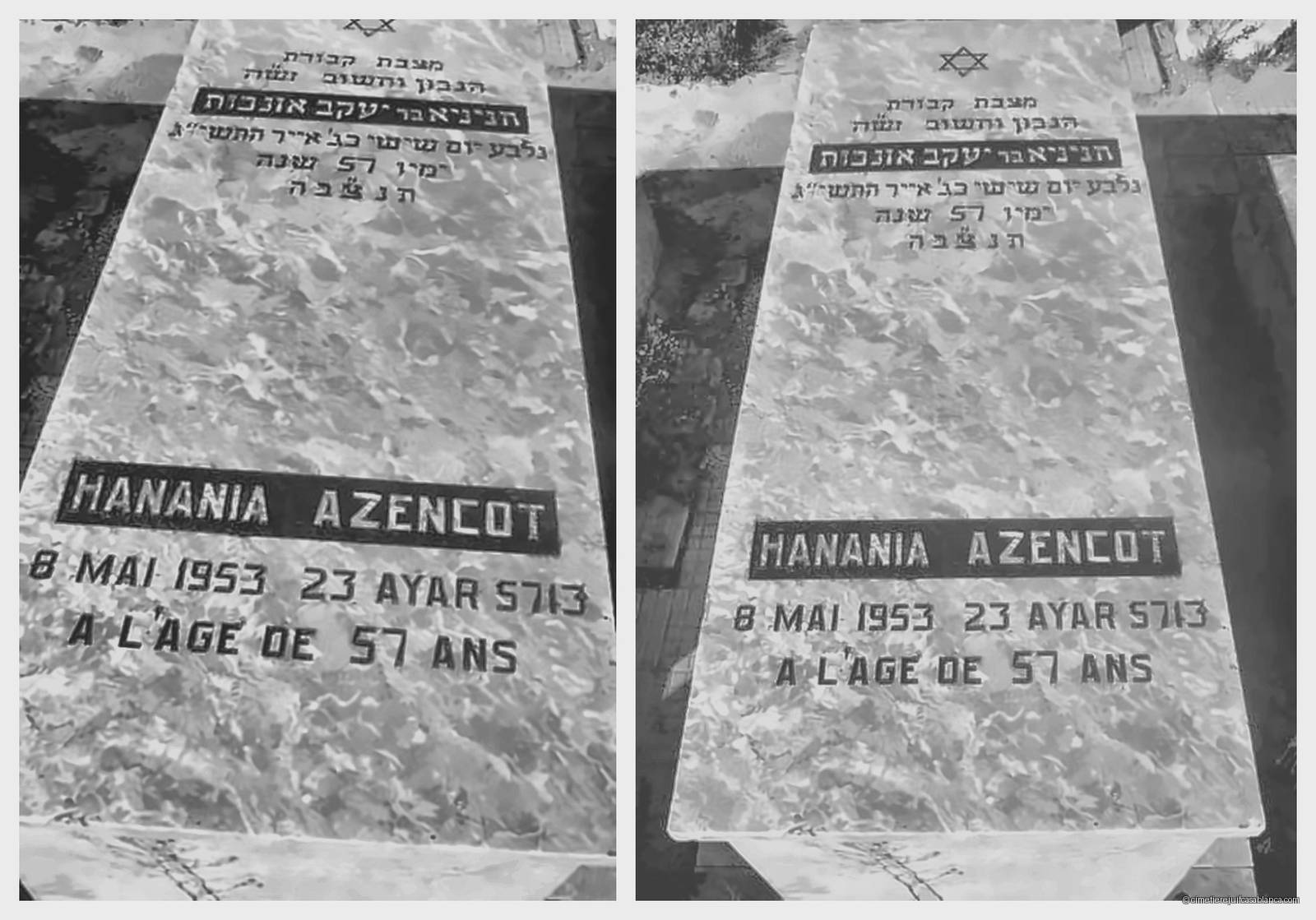 Pierre tombale de hanania azencot