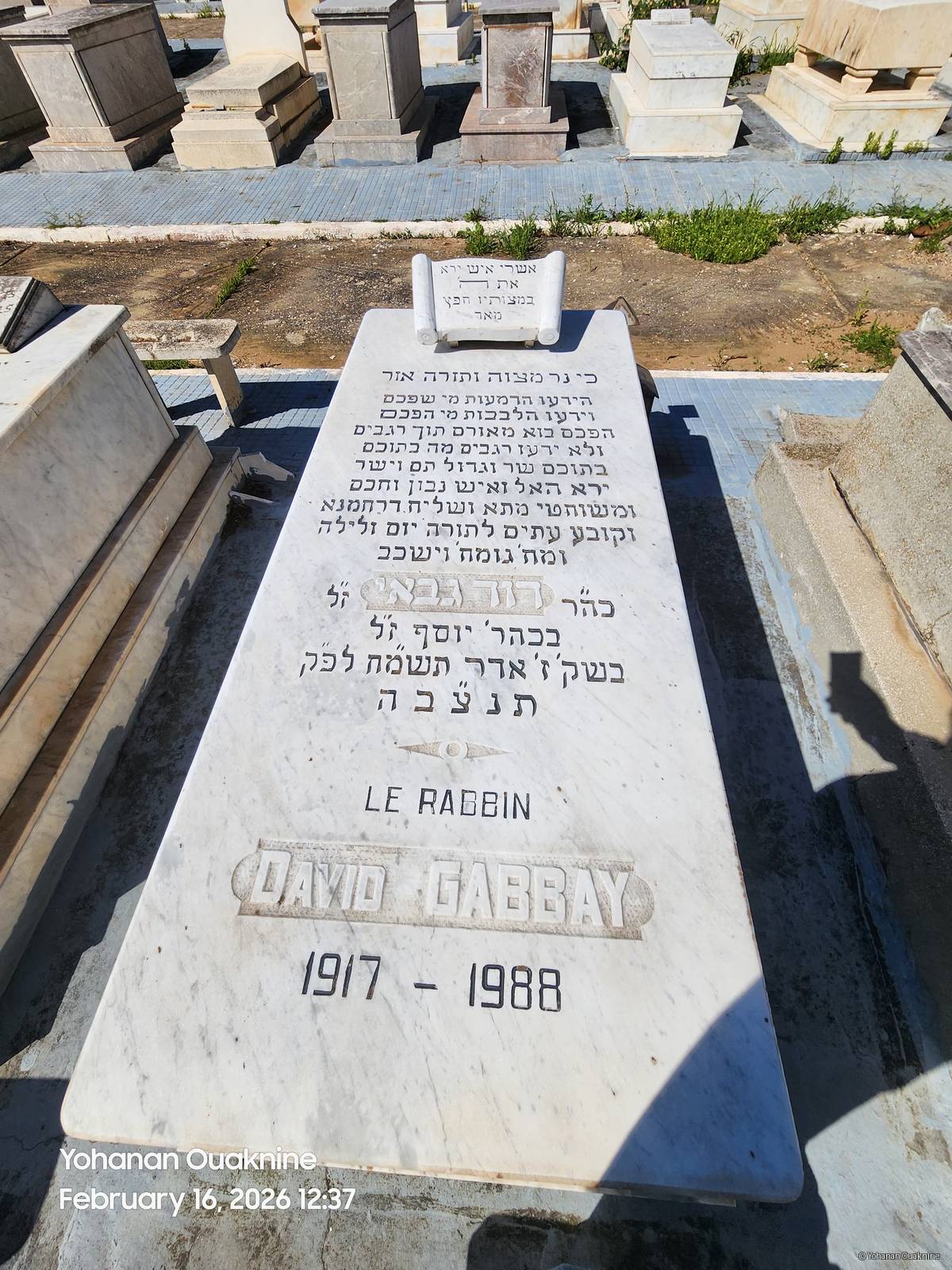 Pierre tombale de David GABBAY