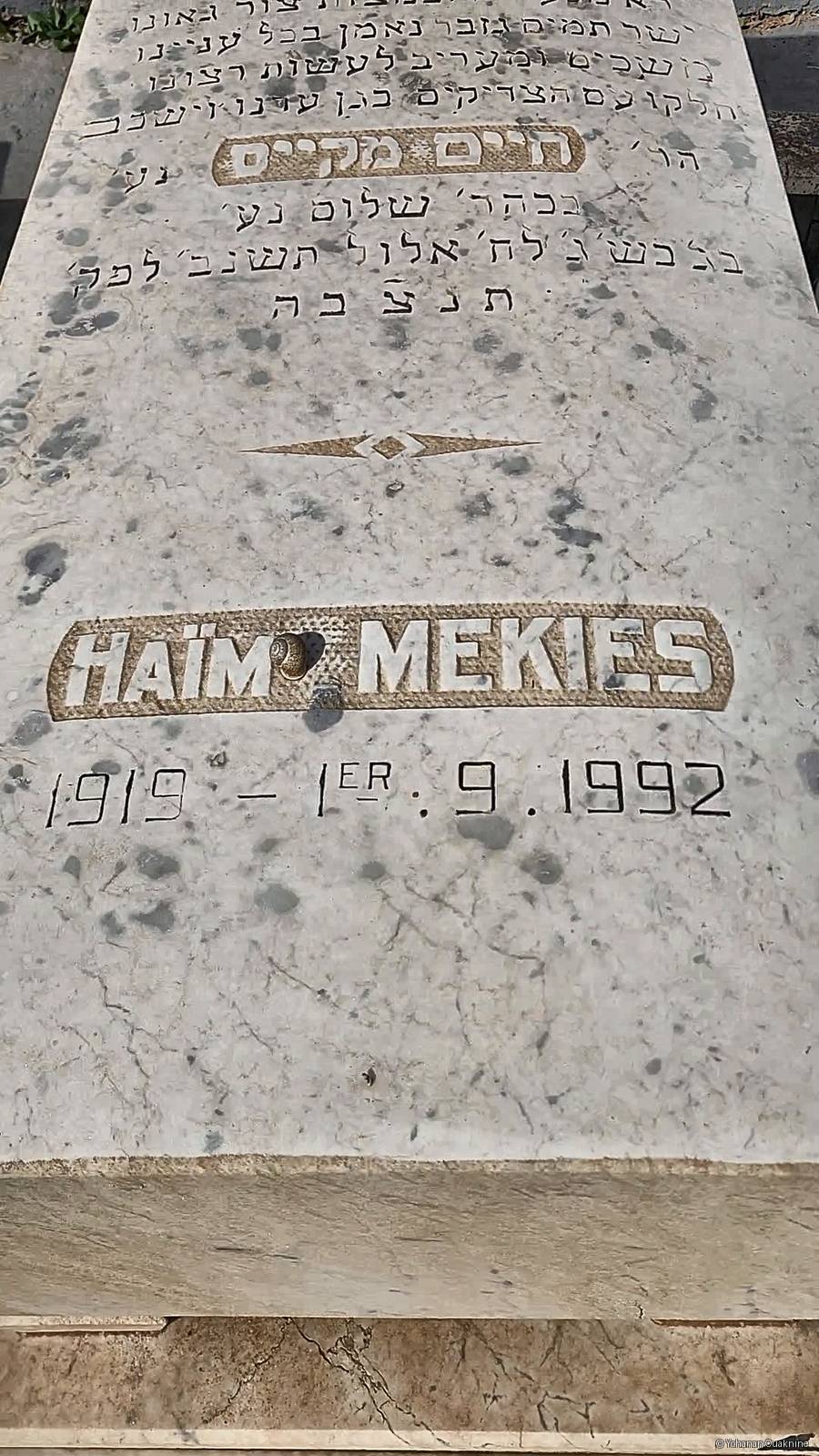 Pierre tombale de Haim Mekies